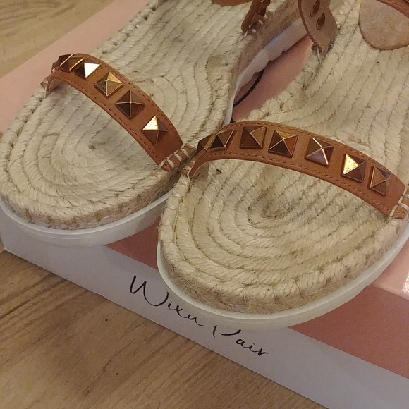NEW Wild Paid Brown and Bronze Espadrilles Faux Leather 8 - Picture 8 of 9